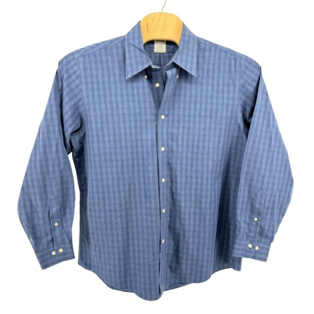 Brooks Brothers Regent 1818 Men XL Pre-Owned Shirt Blue Tone Check Supima Cotton